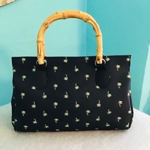 Palm Tree Handbag with Bamboo Handles